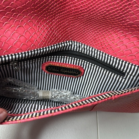 Urban Expressions coral and gold snake print Envelope Clutch or purse A00102 - Picture 4 of 8